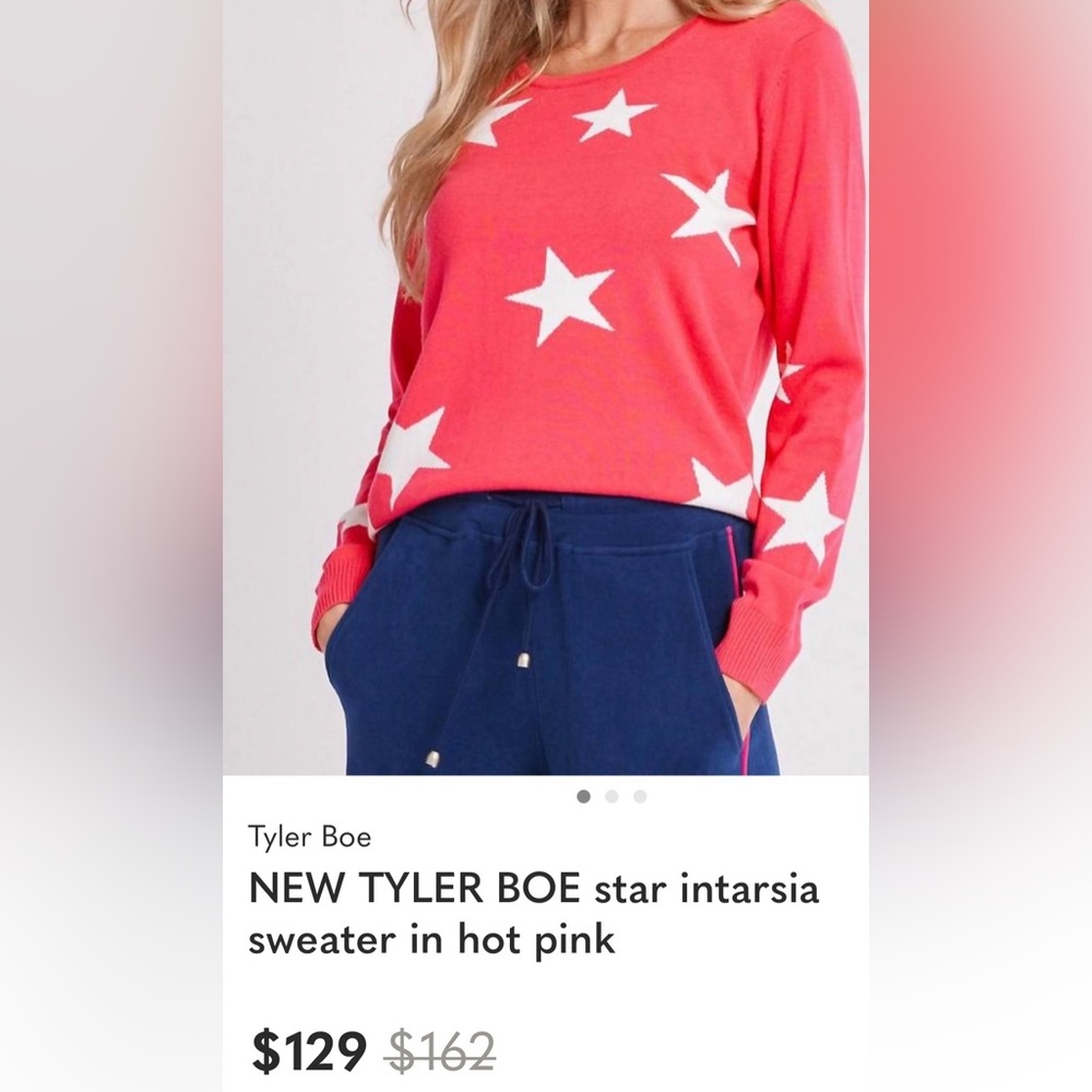 Tyler Boe Hot Pink Star Intarsia Sweater - Picture 1 of 6